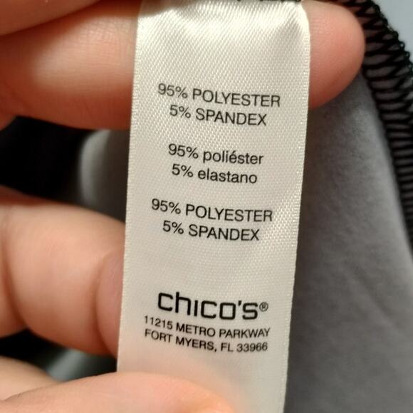 Chico's Size Medium (1) Black Blue Plaid Floral Sleeveless Boat Neck Shift Dress - Picture 5 of 5